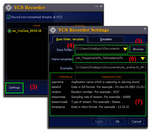 Fig 2: Voice Changer Software Basic - Recorder Settings